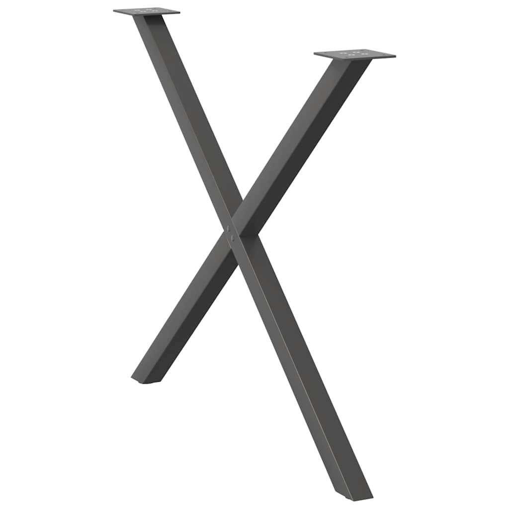 Pieds de table à manger en X, 2 pièces, anthracite, 90 x (72-73) cm, acier