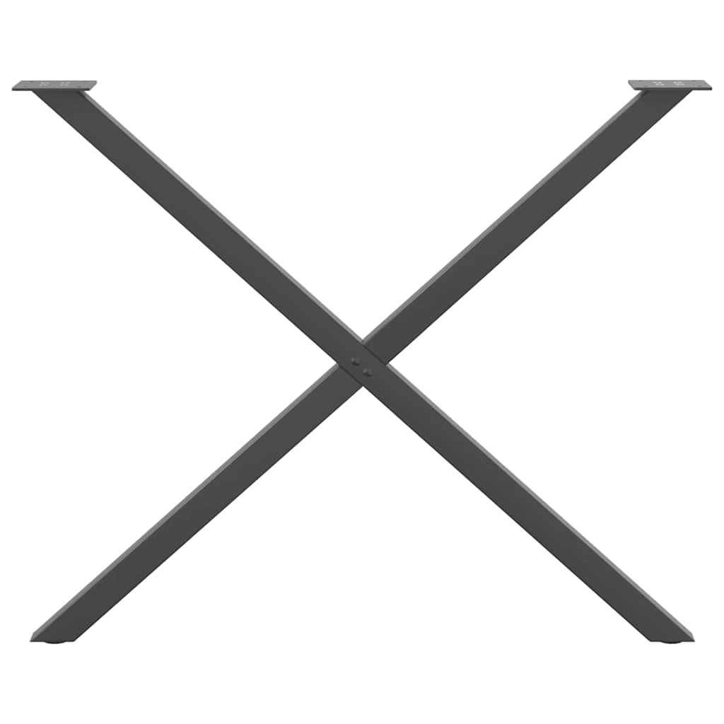 Pieds de table à manger en X, 2 pièces, anthracite, 90 x (72-73) cm, acier