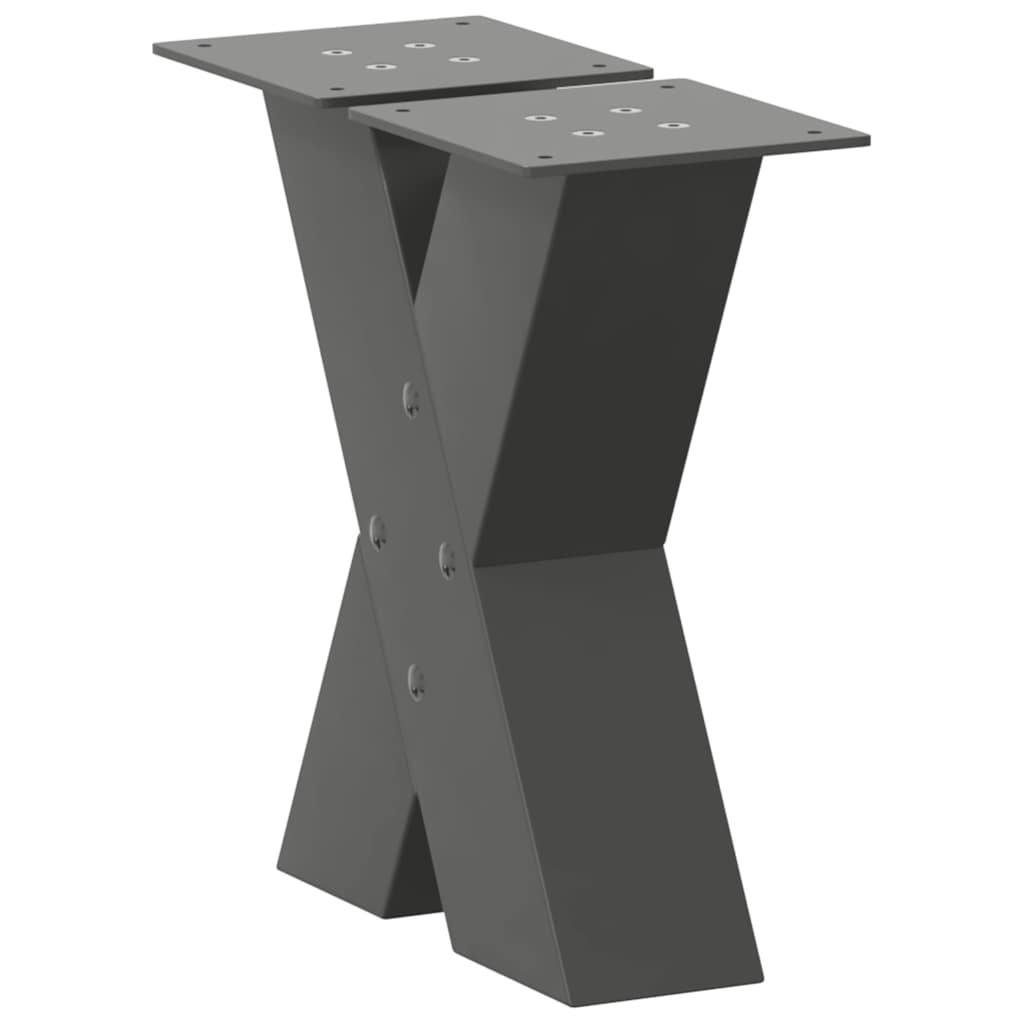 Pieds de table basse en forme de X, 2 pièces, anthracite, 30 x (30-31) cm, acier