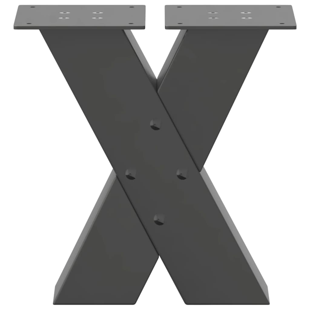 Pieds de table basse en forme de X, 2 pièces, anthracite, 30 x (30-31) cm, acier