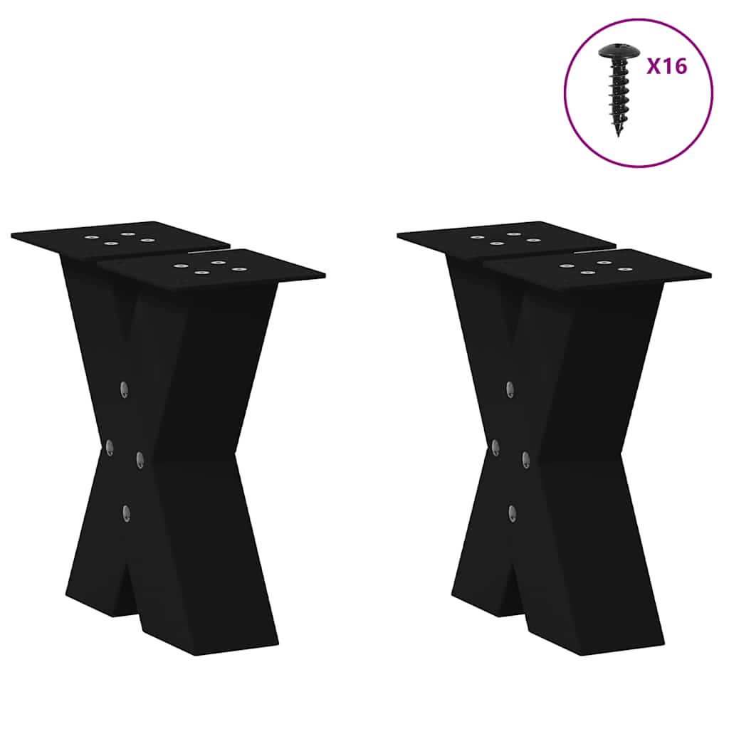 Coffee table legs X-shape 2 pcs. Black 40x(30-31) cm steel