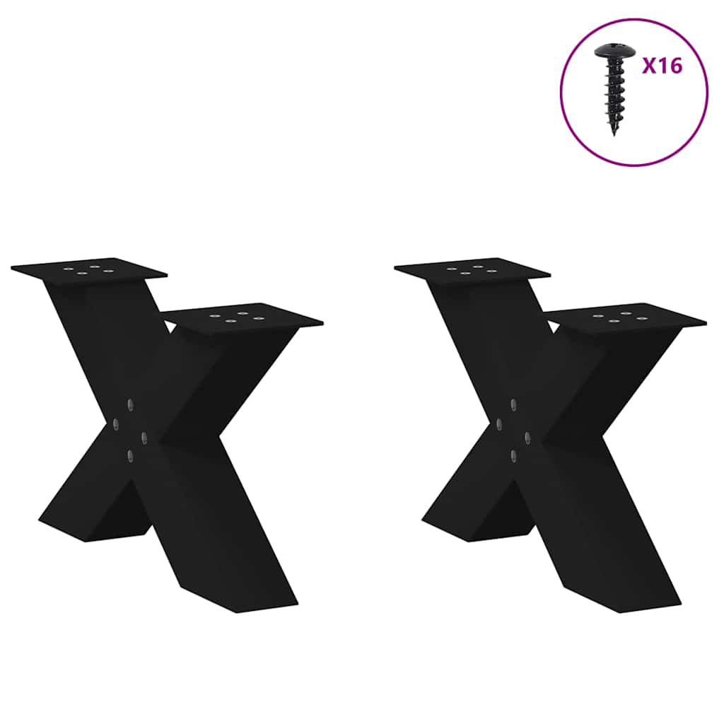 Coffee table legs X-shape 2 pcs. Black 60x(30-31) cm steel