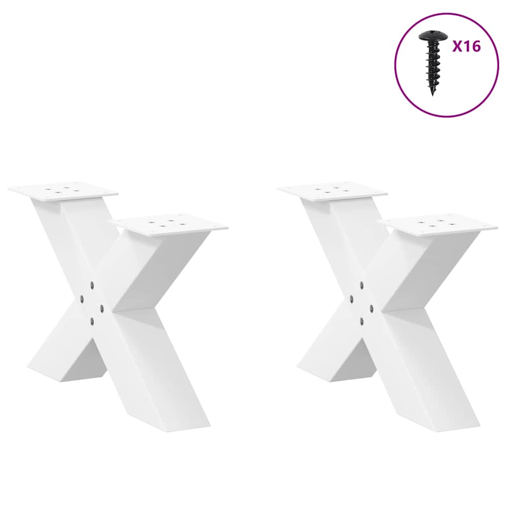 Coffee table legs X-shape 2 pcs. White 60x(30-31) cm steel