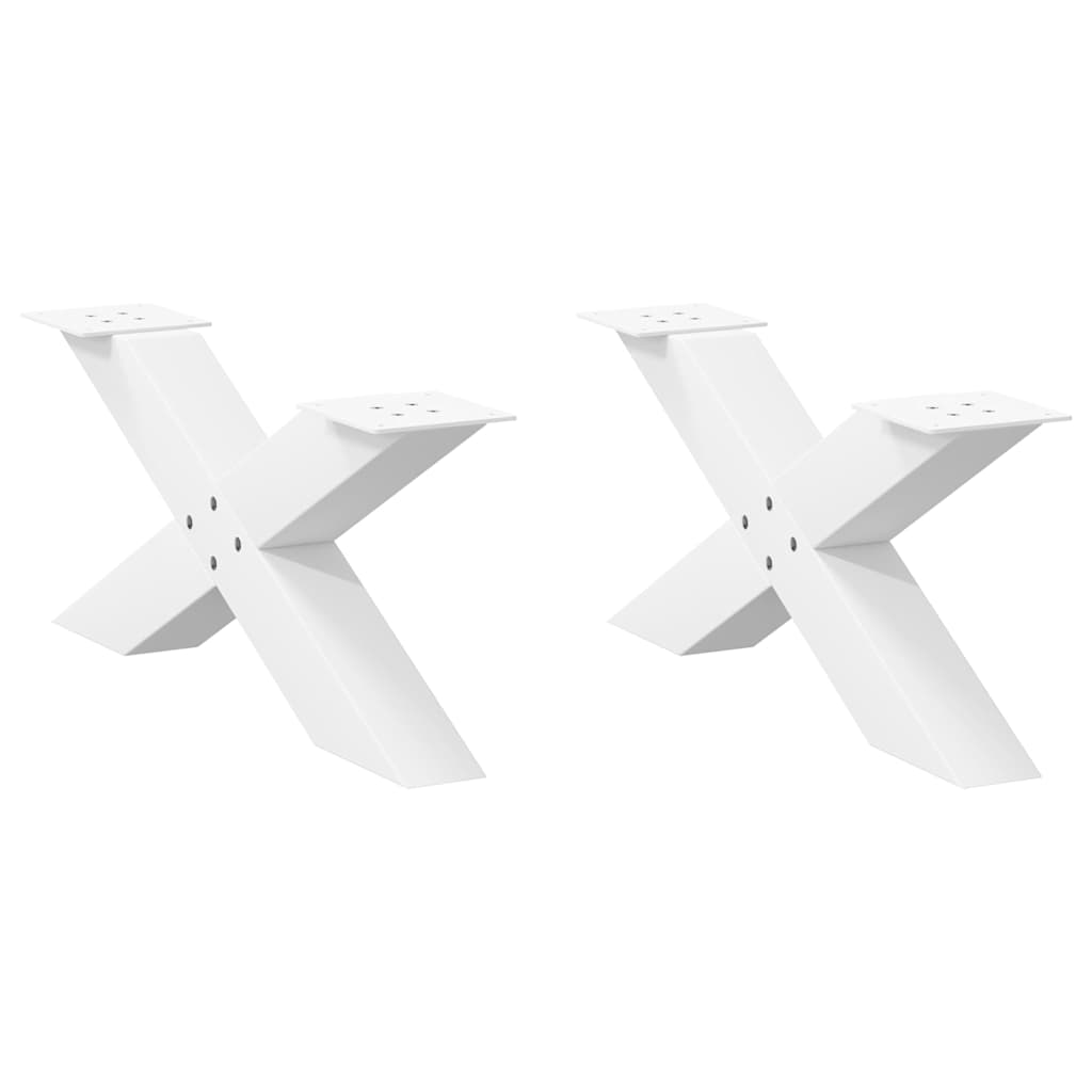 Pieds de table basse en forme de X, 2 pièces, blanc, 70 x 30-31 cm, acier
