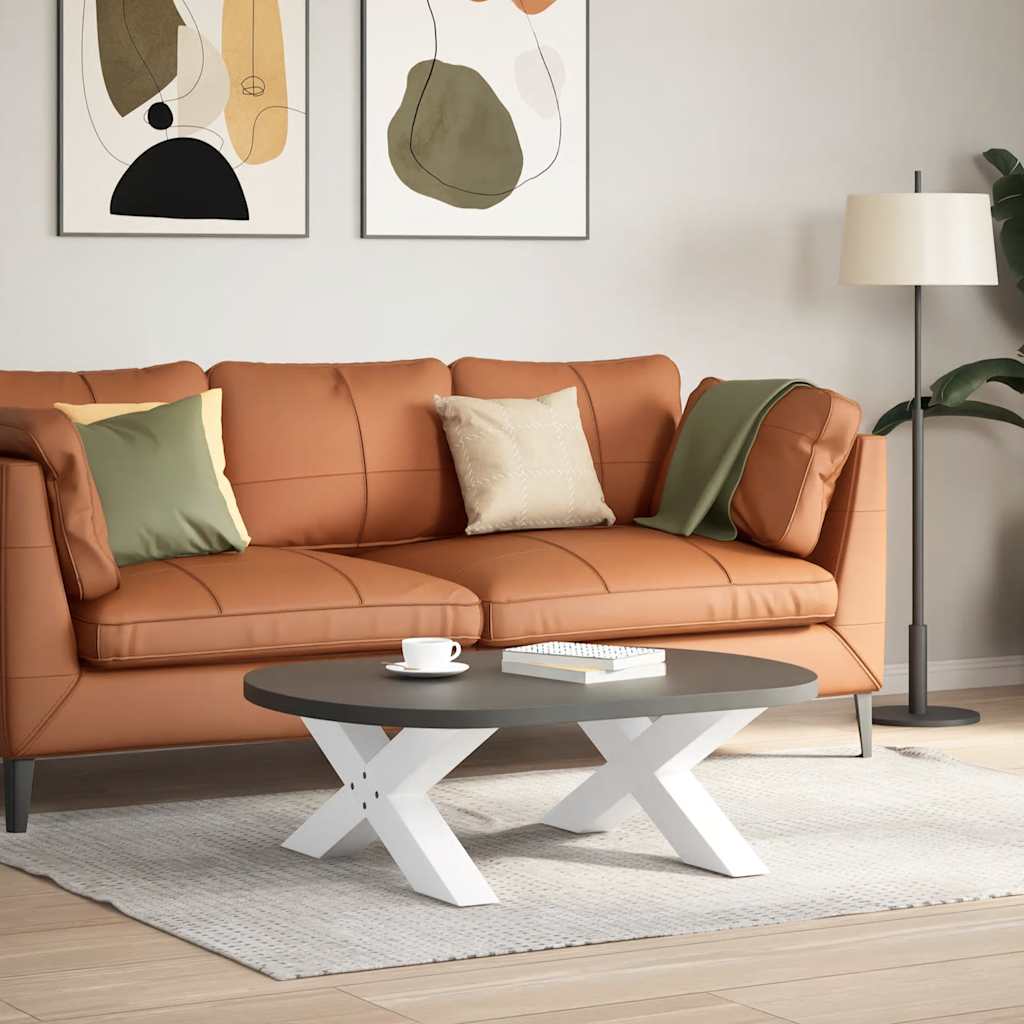 Pieds de table basse en forme de X, 2 pièces, blanc, 70 x 30-31 cm, acier