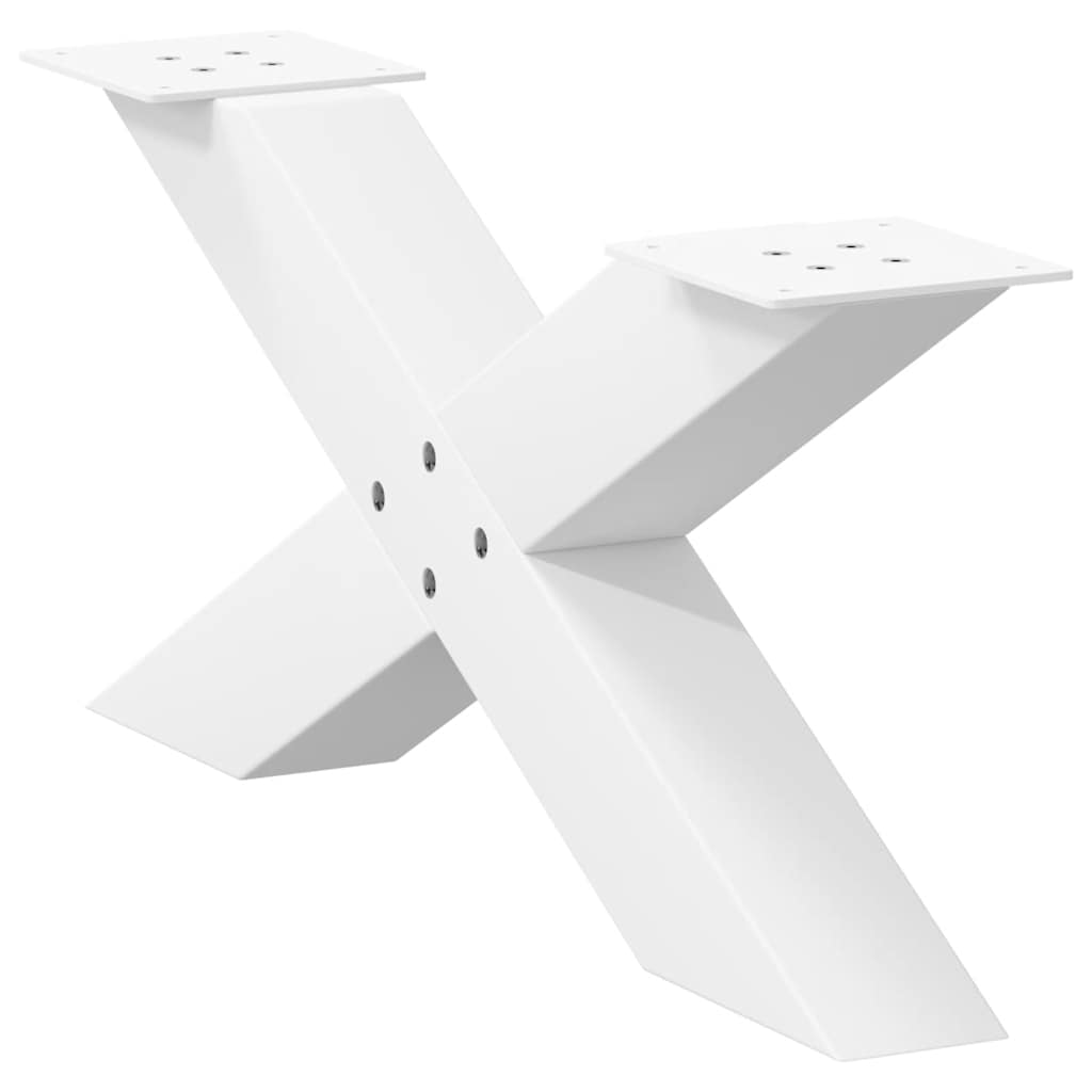 Pieds de table basse en forme de X, 2 pièces, blanc, 70 x 30-31 cm, acier