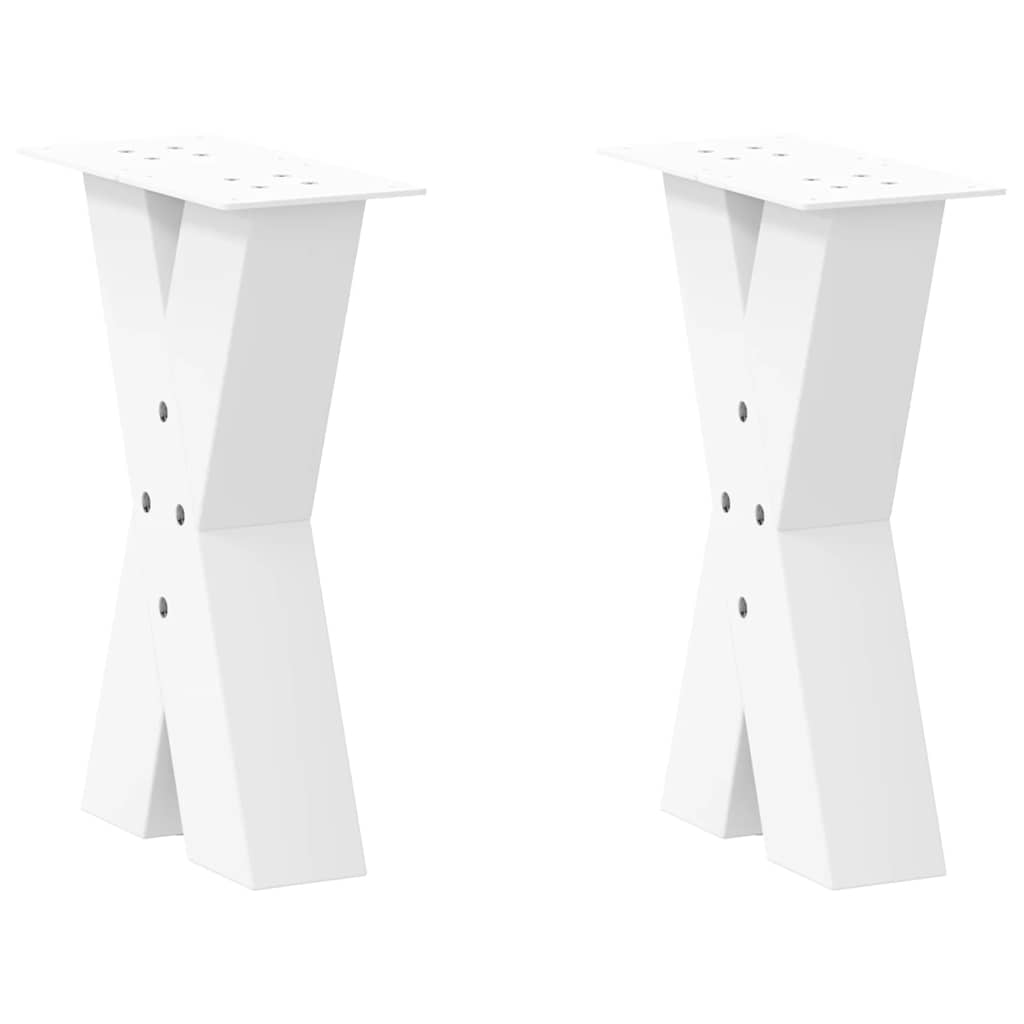 Pieds de table basse en forme de X, 2 pièces, blanc, 28 x 42-43 cm, acier