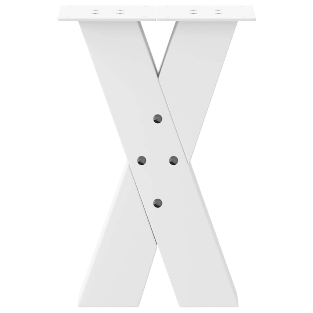 Pieds de table basse en forme de X, 2 pièces, blanc, 28 x 42-43 cm, acier