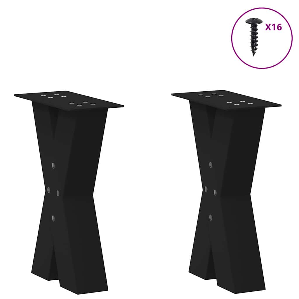 Coffee table legs X-shape 2 pcs. Black 38x(42-43) cm steel