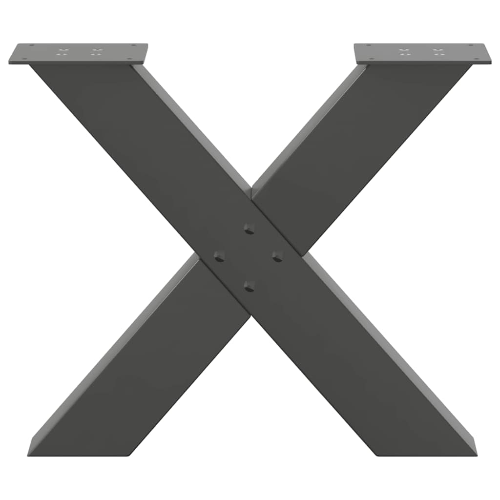 Pieds de table basse en forme de X, 2 pièces, anthracite, 50 x (42-43) cm, acier