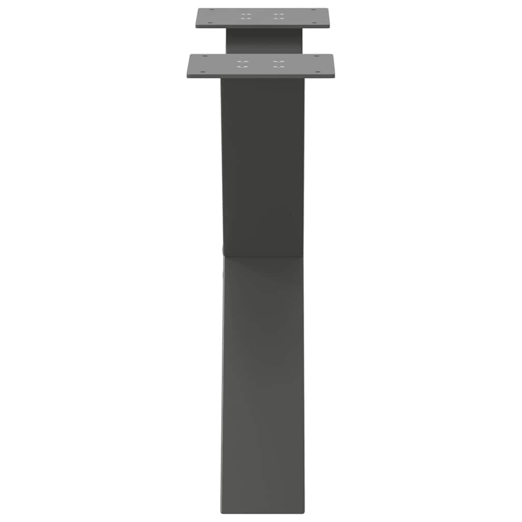 Pieds de table basse en forme de X, 2 pièces, anthracite, 60 x 42-43 cm, acier