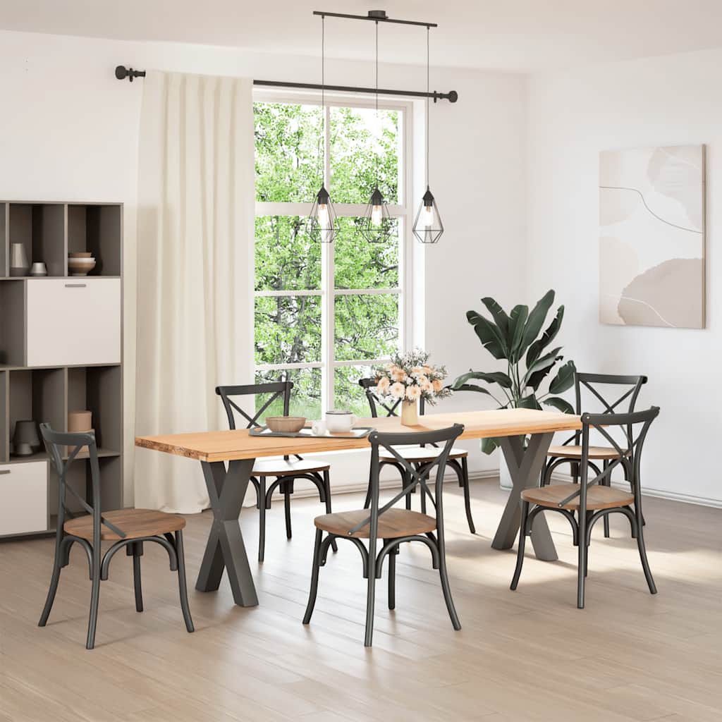 Pieds de table à manger en forme de X, 2 pièces, anthracite, 60 x 72-73 cm, acier