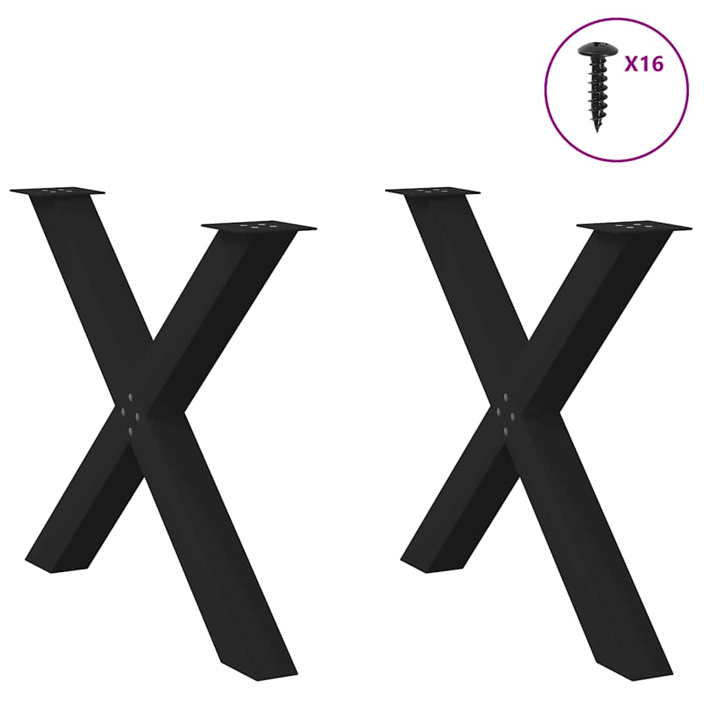 Dining table legs X-shape 2 pcs. Black 90x(72-73) cm steel