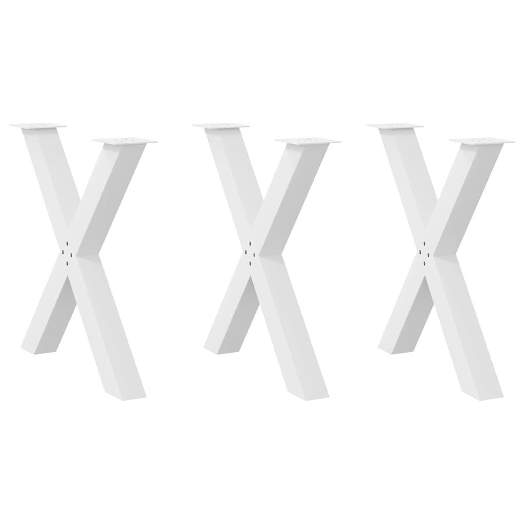 Pieds de table à manger en forme de X, 3 pièces, blanc, 70 x 72-73 cm, acier