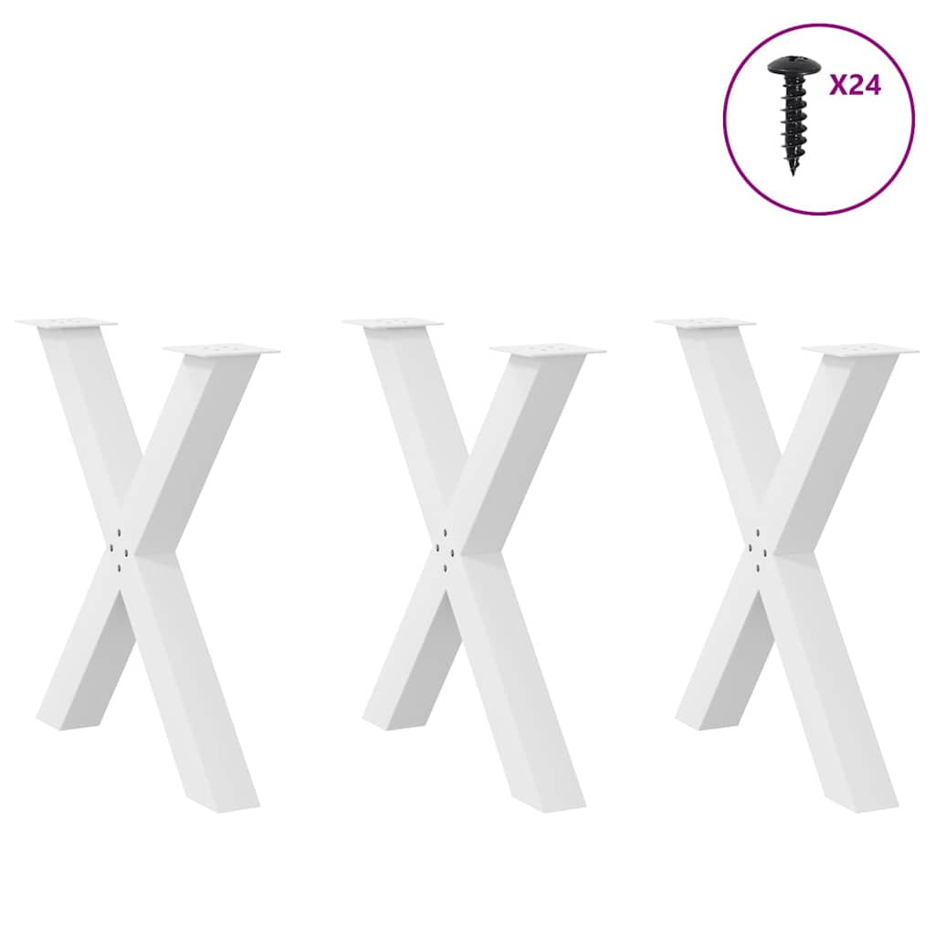 Pieds de table à manger en forme de X, 3 pièces, blanc, 70 x 72-73 cm, acier