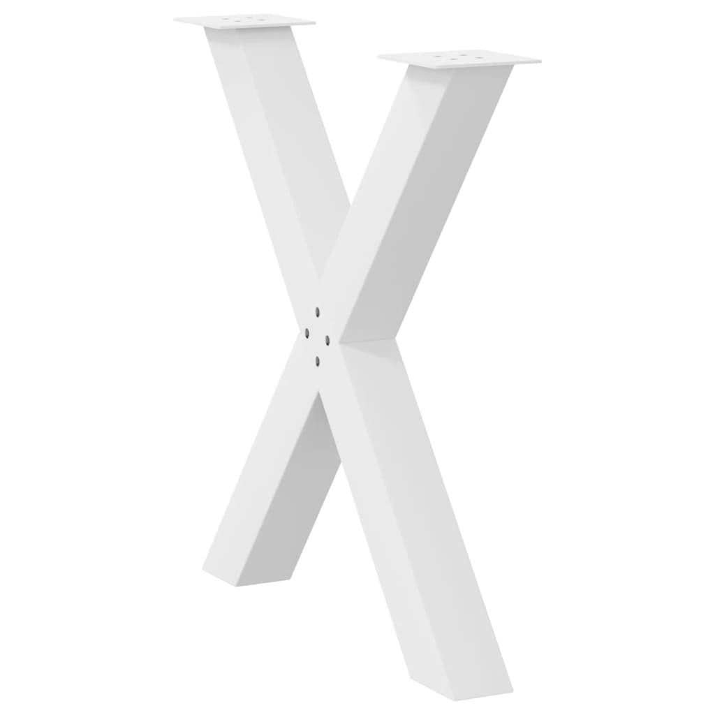 Pieds de table à manger en forme de X, 3 pièces, blanc, 70 x 72-73 cm, acier