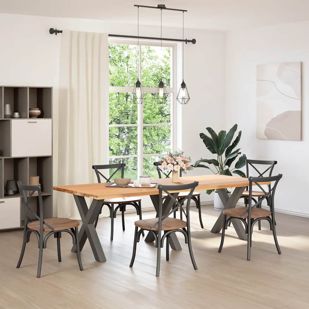 Pieds de table à manger en forme de X, 3 pièces, anthracite, 70 x (72-73) cm, acier