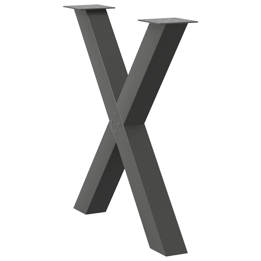 Pieds de table à manger en forme de X, 3 pièces, anthracite, 70 x (72-73) cm, acier