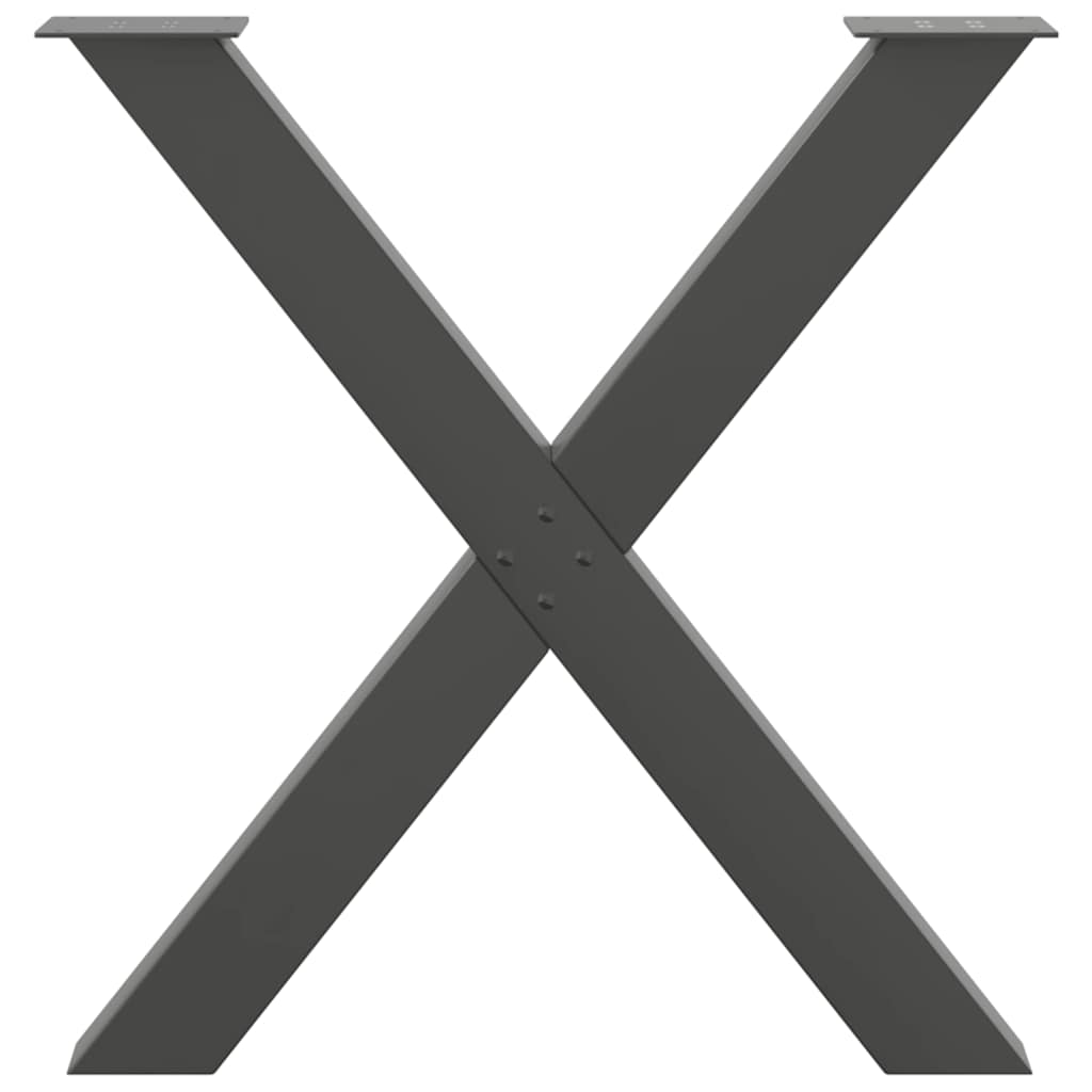 Pieds de table à manger en forme de X, 3 pièces, anthracite, 70 x (72-73) cm, acier