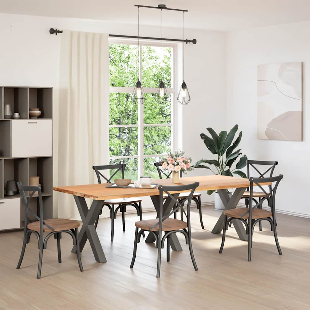 Pieds de table à manger en X, 3 pièces, anthracite, 80 x 72-73 cm, acier