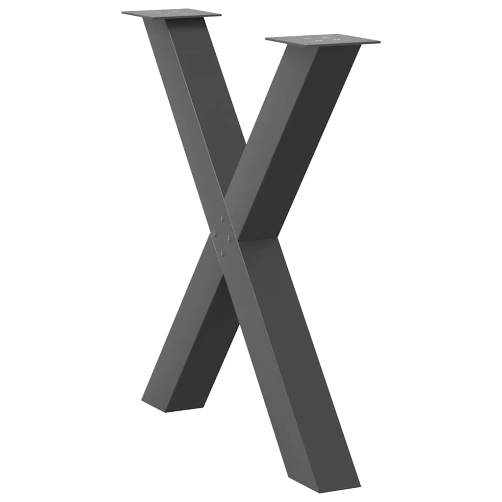 Pieds de table à manger en X, 3 pièces, anthracite, 80 x 72-73 cm, acier