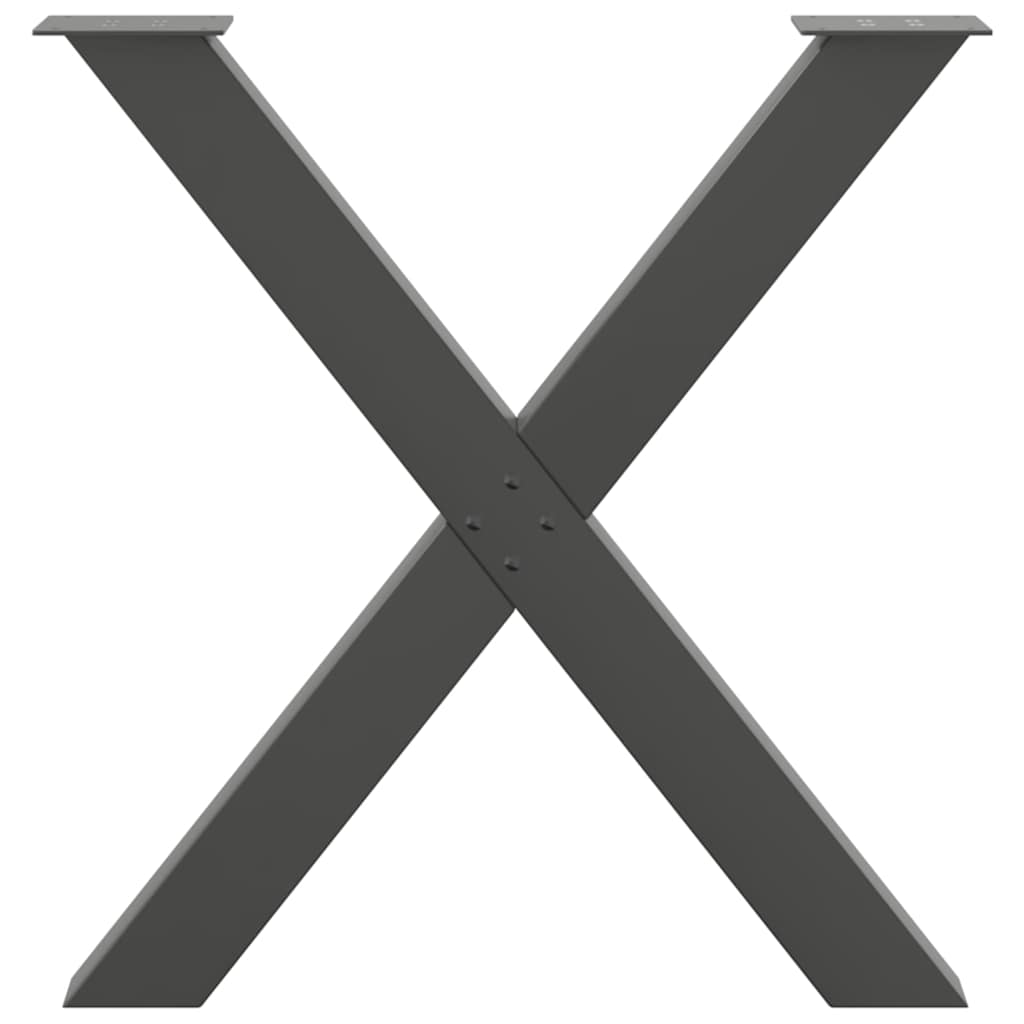 Pieds de table à manger en X, 3 pièces, anthracite, 80 x 72-73 cm, acier