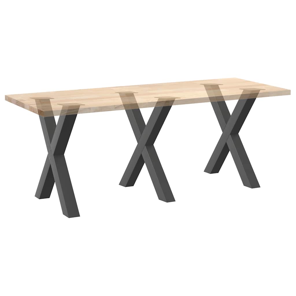 Pieds de table à manger en X, 3 pièces, anthracite, 80 x 72-73 cm, acier