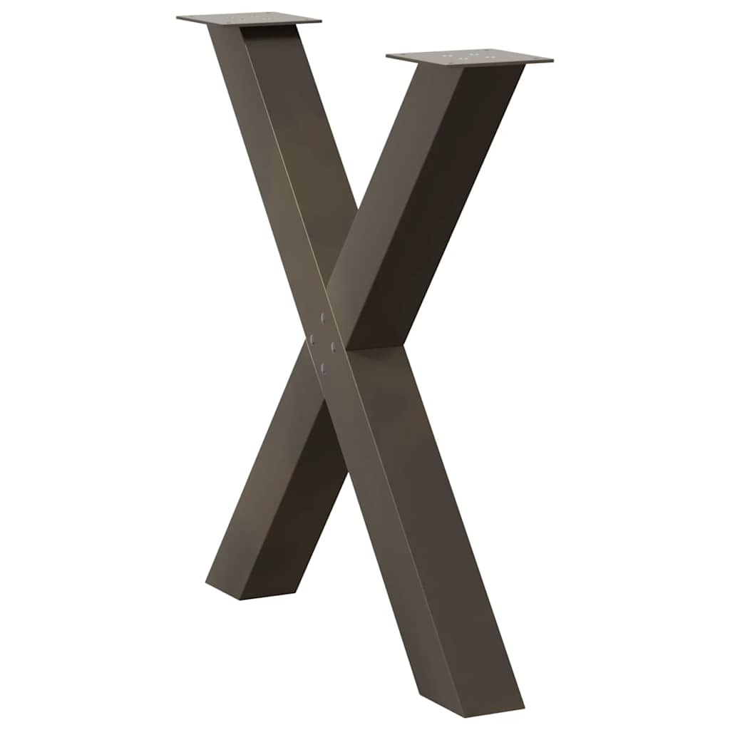 Pieds de table à manger en forme de X, 3 pièces, acier naturel, 80 x 72-73 cm