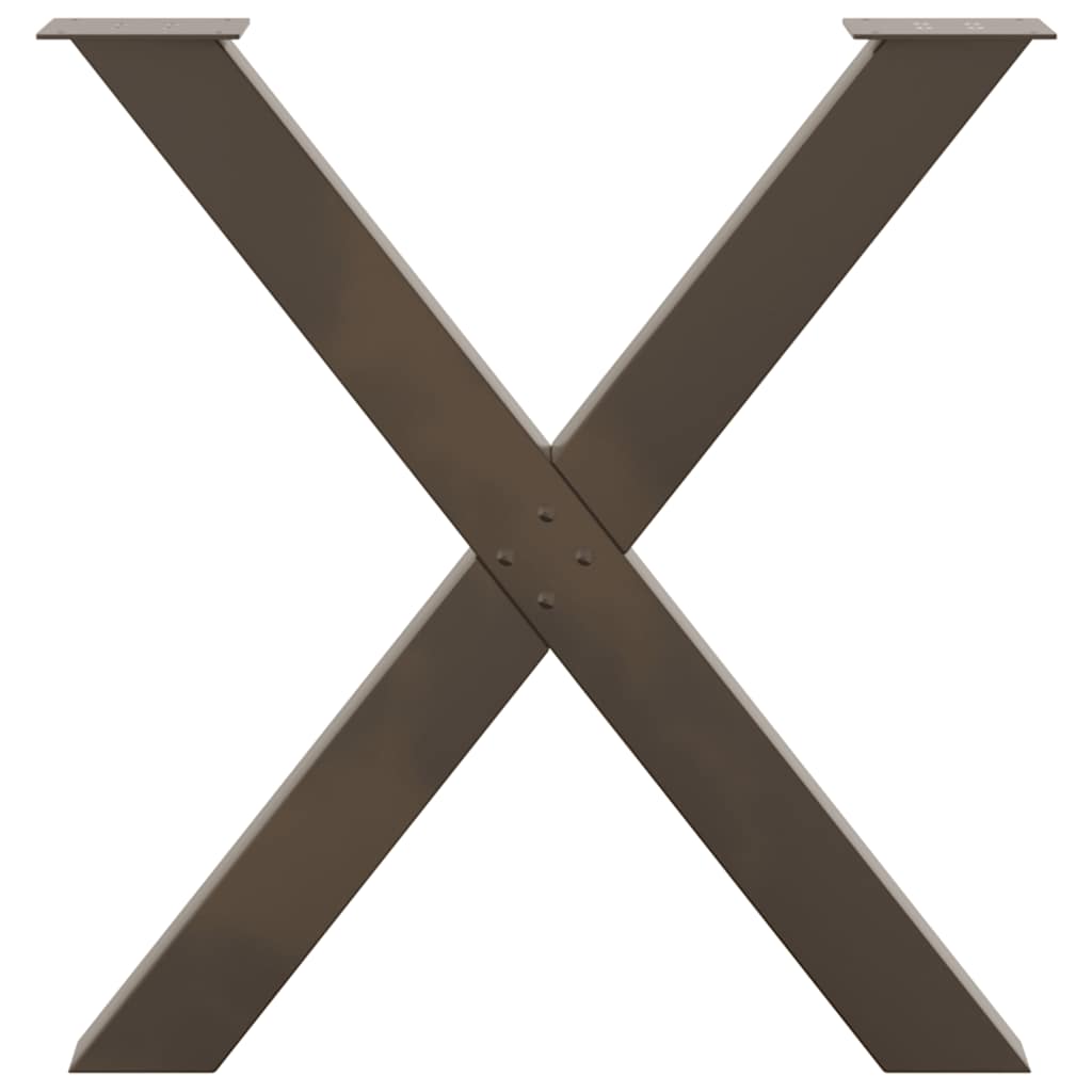 Pieds de table à manger en forme de X, 3 pièces, acier naturel, 80 x 72-73 cm