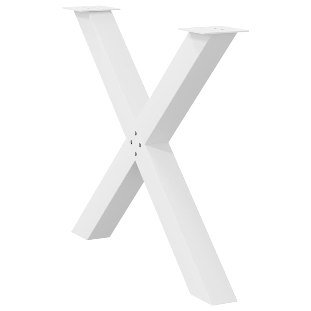 Pieds de table à manger en forme de X, 3 pièces, blanc, 90 x (72-73) cm, acier
