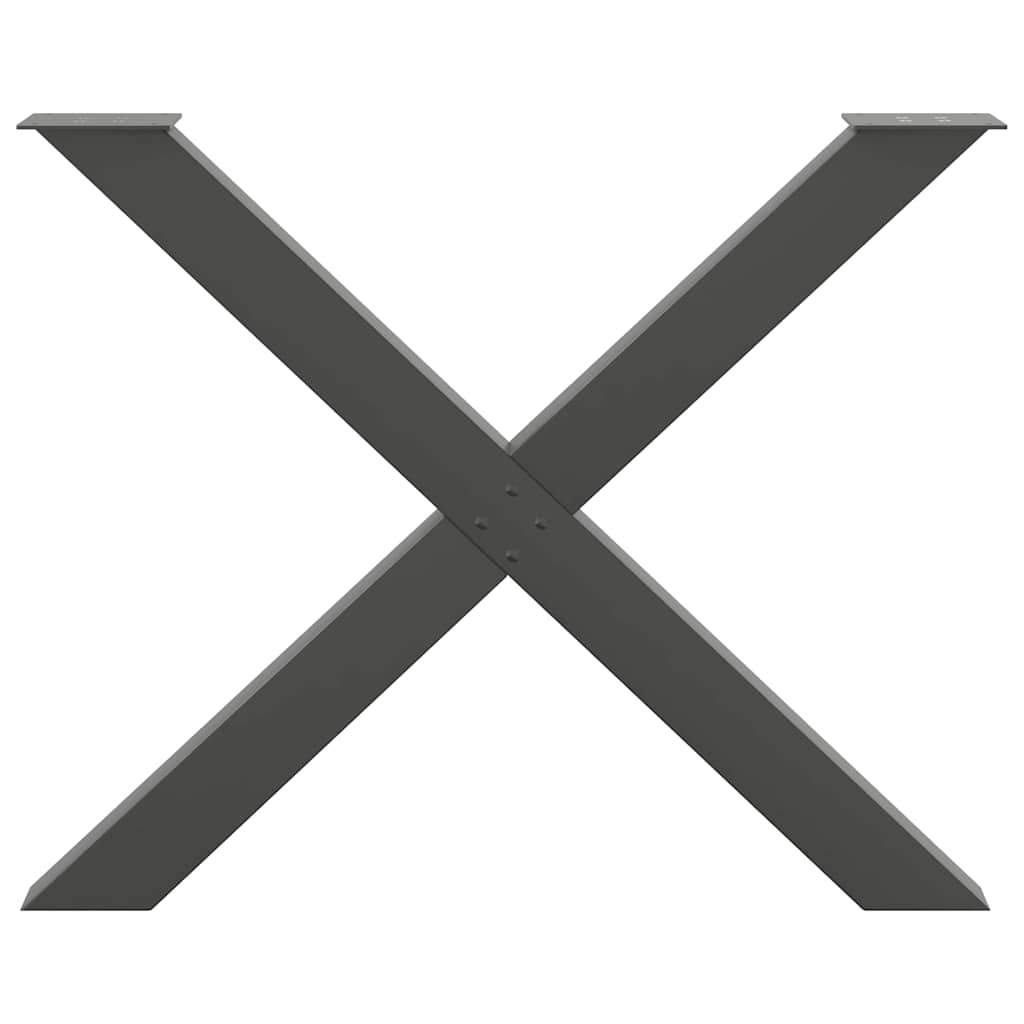 Pieds de table à manger en X, 3 pièces, anthracite, 90 x (72-73) cm, acier
