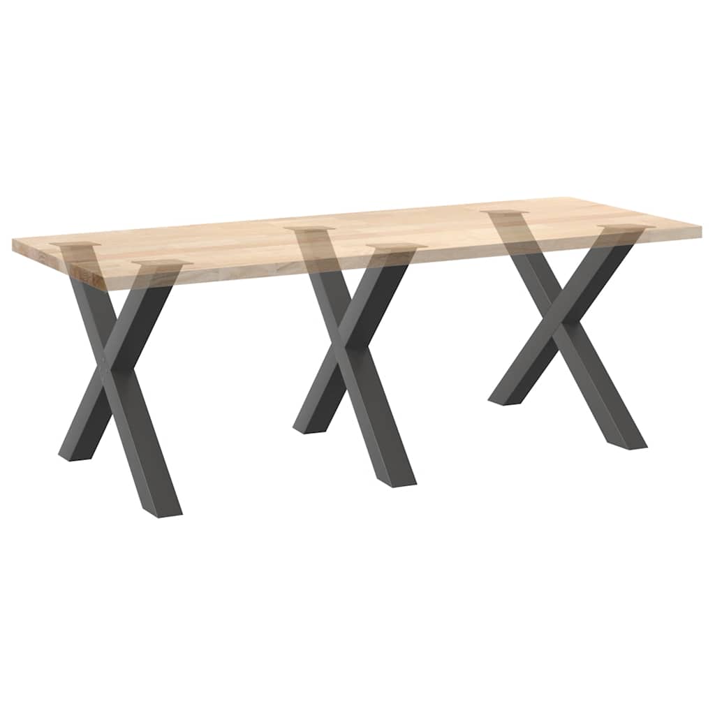 Pieds de table à manger en X, 3 pièces, anthracite, 90 x (72-73) cm, acier