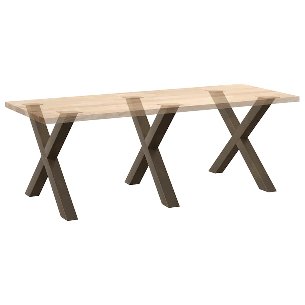 Pieds de table à manger en forme de X, 3 pièces, acier naturel, 90 x 72-73 cm