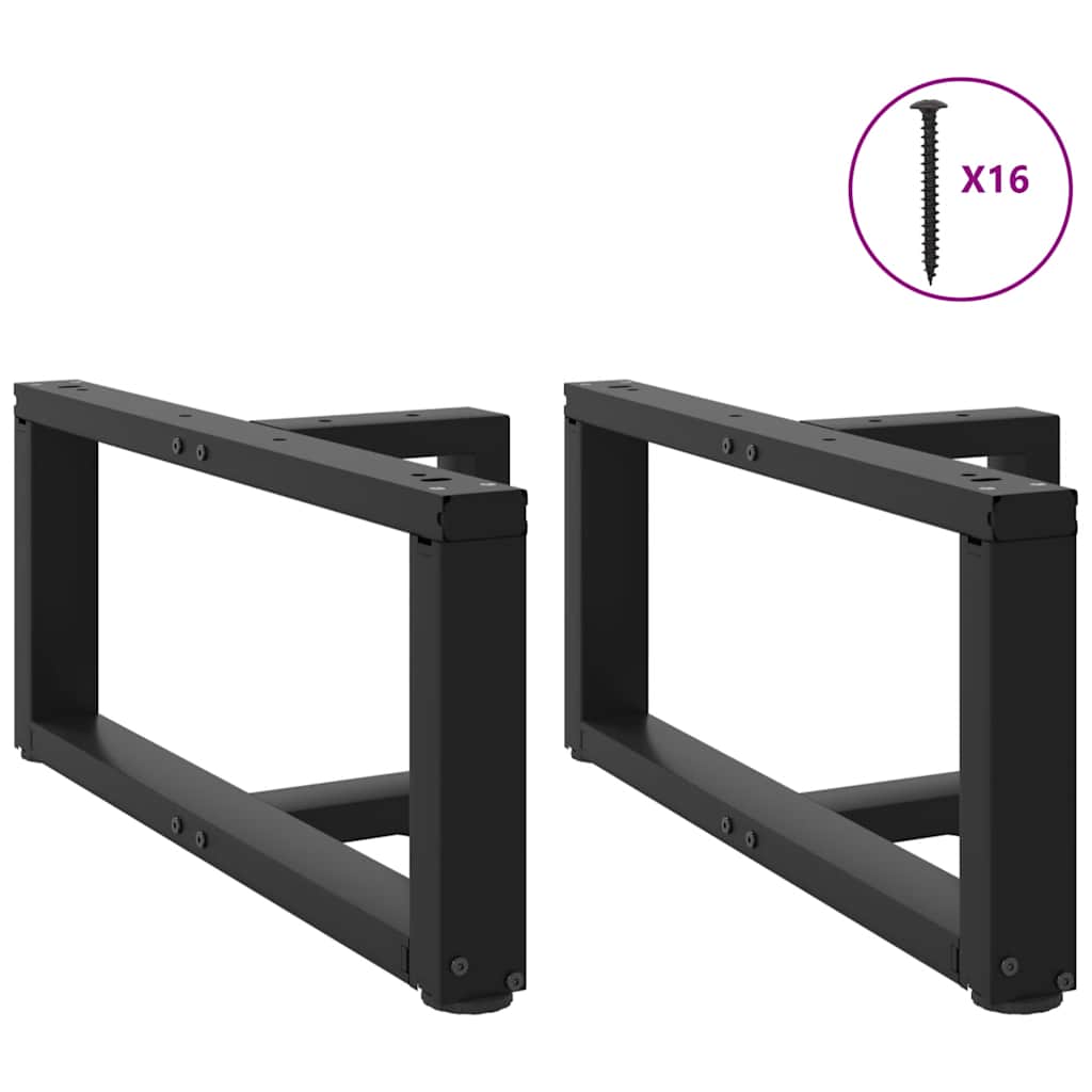Pieds de table basse en T, 2 pièces, noir, 70 x 25 x (30-31) cm, acier