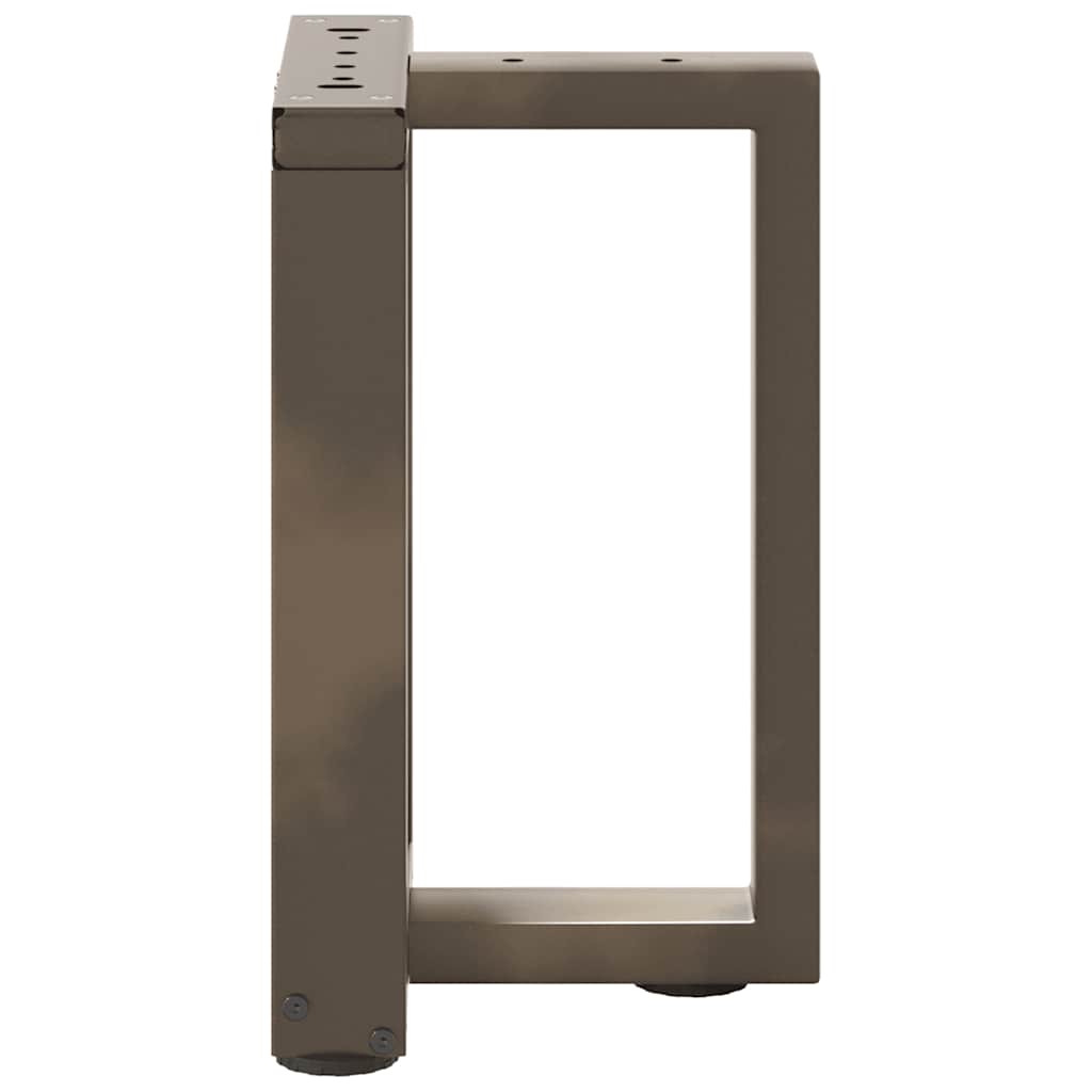 Pieds de table basse en T, 2 pièces, acier naturel, 28 x 25 x (42-43) cm