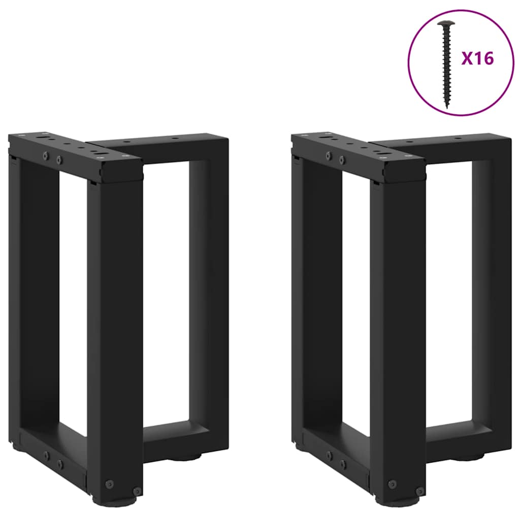 Pieds de table basse en T, 2 pièces, noir, 38 x 25 x (42-43) cm, acier