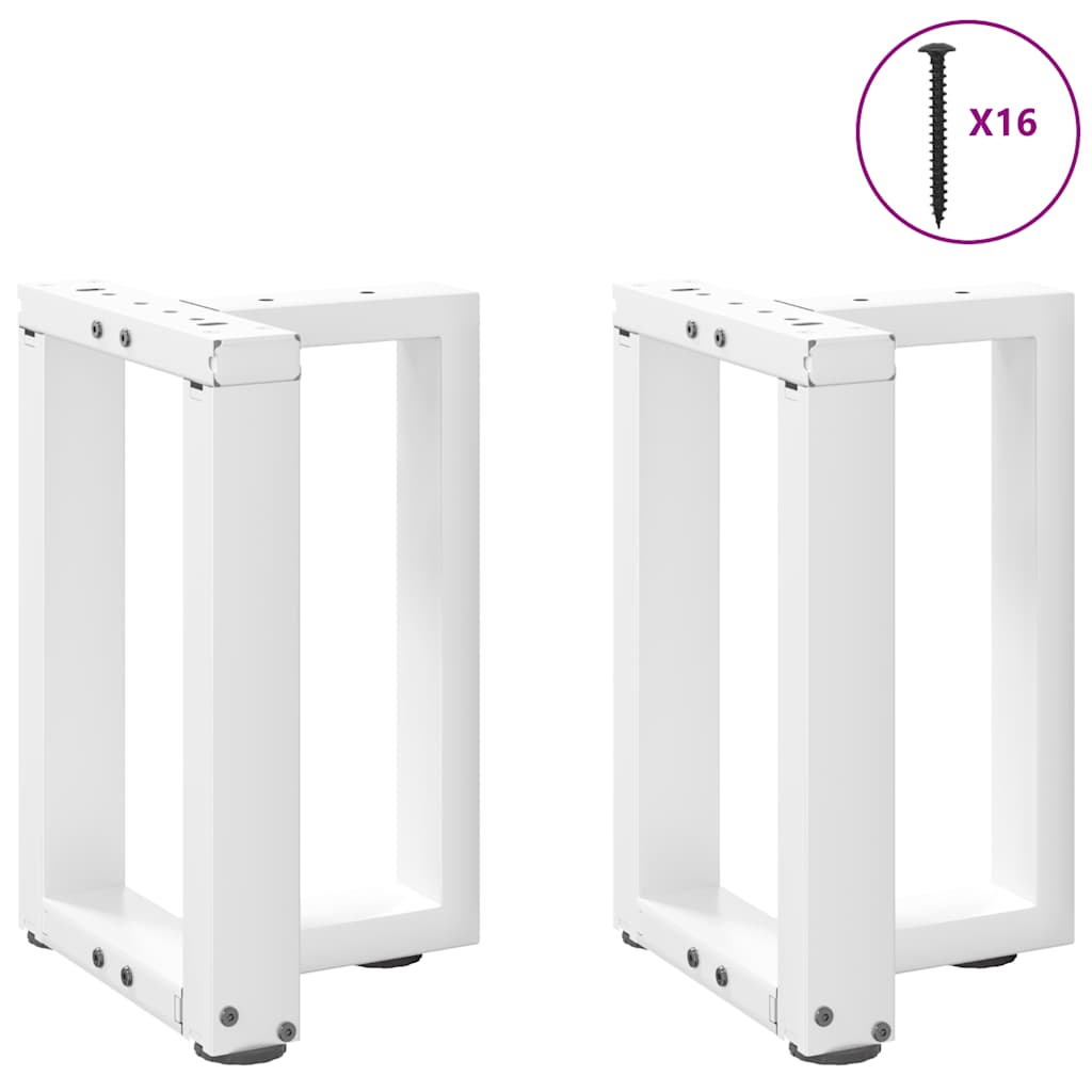 Pieds de table basse en T, 2 pièces, blanc, 38 x 25 x (42-43) cm, acier