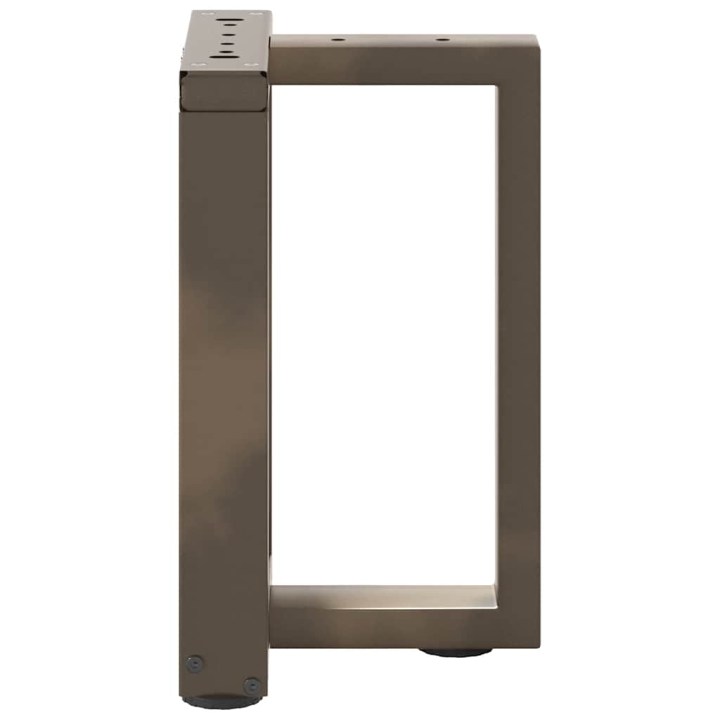 Pieds de table basse en T, 2 pièces, acier naturel, 38 x 25 x (42-43) cm