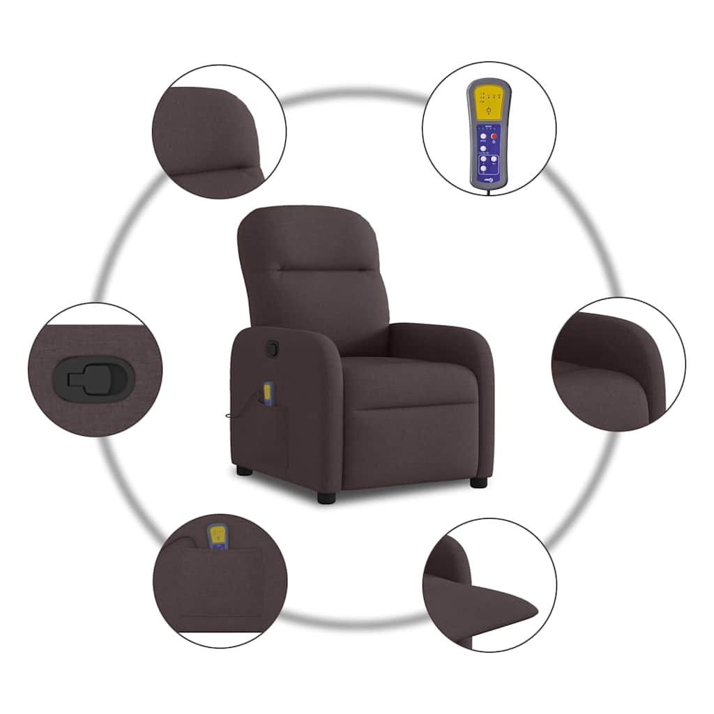 Fauteuil de massage tissu marron foncé
