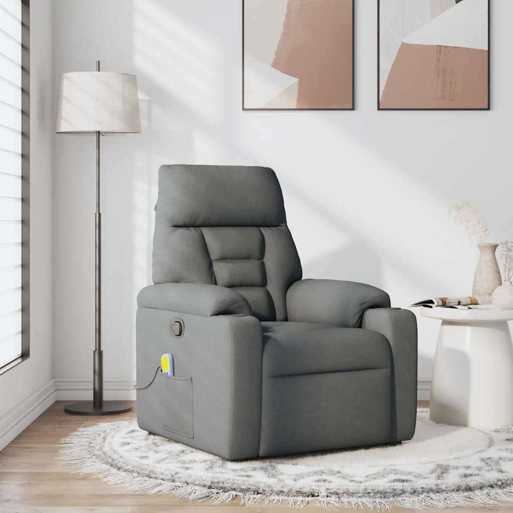 Massage-Relaxsessel, Stoff, Dunkelgrau