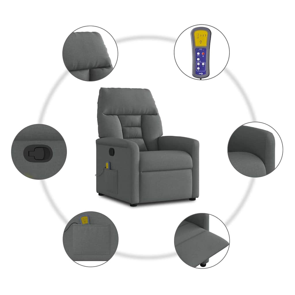 Massage-Relaxsessel, Stoff, Dunkelgrau