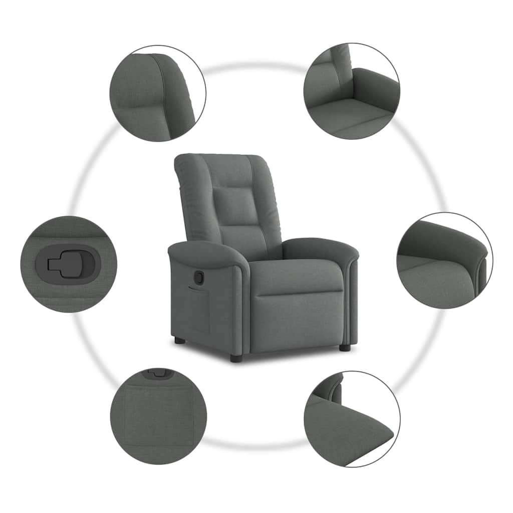 Fauteuil de relaxation tissu gris foncé