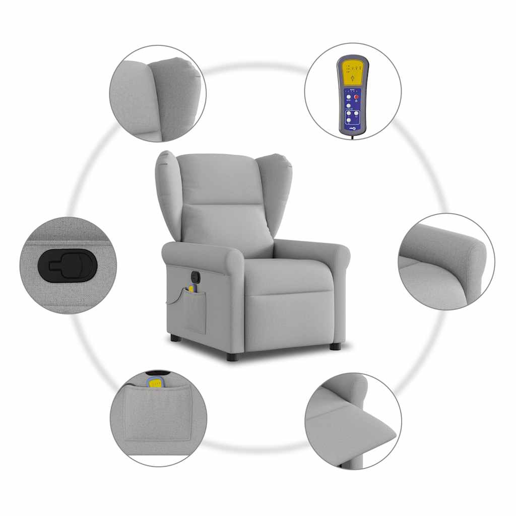 Fauteuil de massage en tissu gris nuage