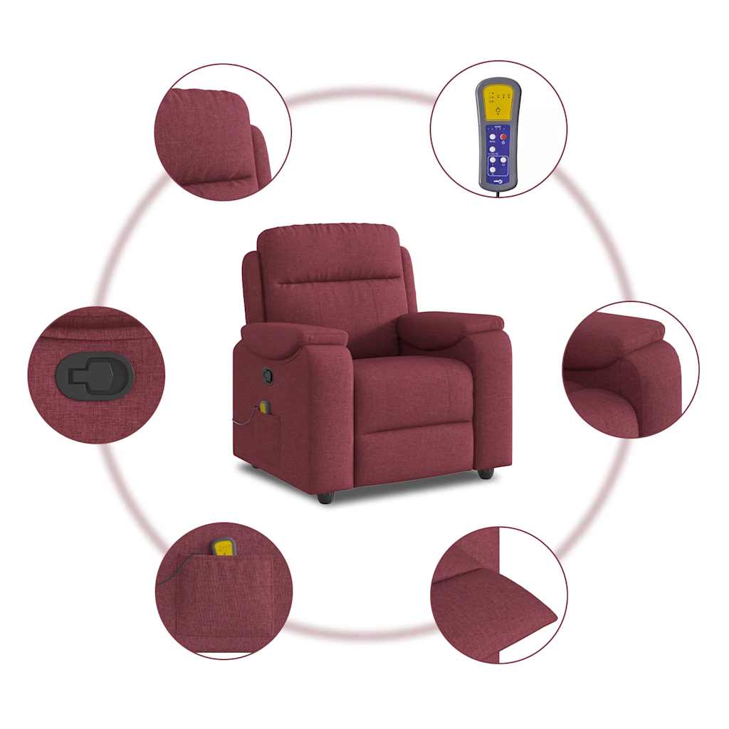 Fauteuil de massage tissu rouge vin