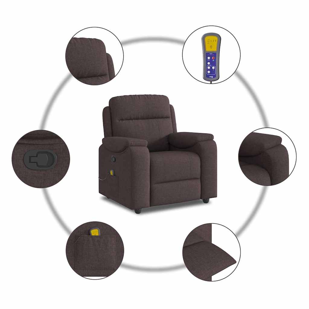 Fauteuil de massage tissu marron foncé