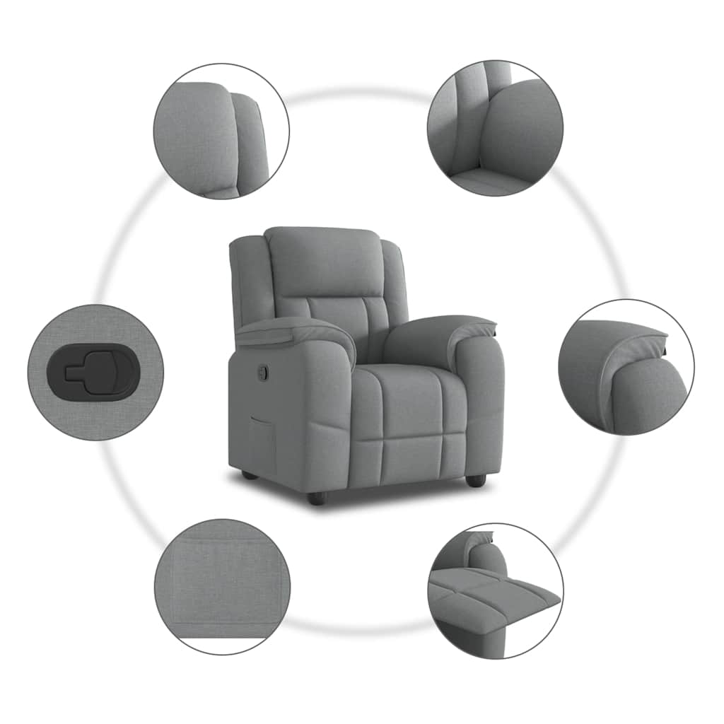 Fauteuil de relaxation tissu gris clair