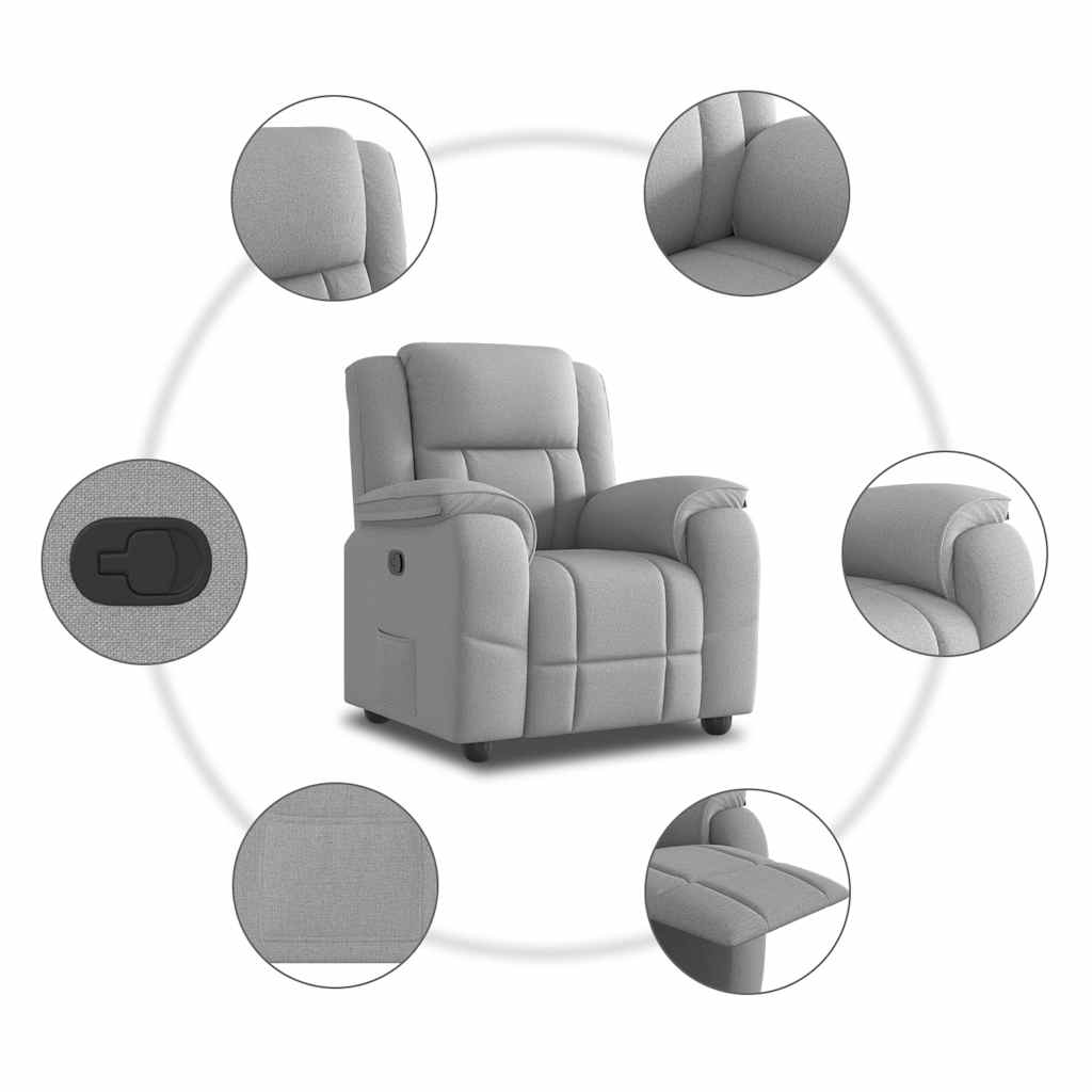 Fauteuil relax tissu gris nuage