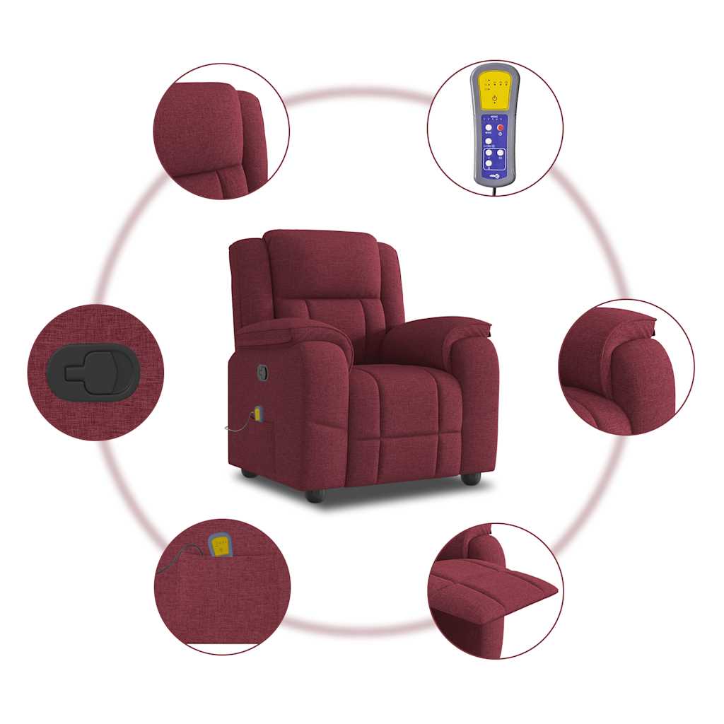 Fauteuil de massage tissu rouge vin