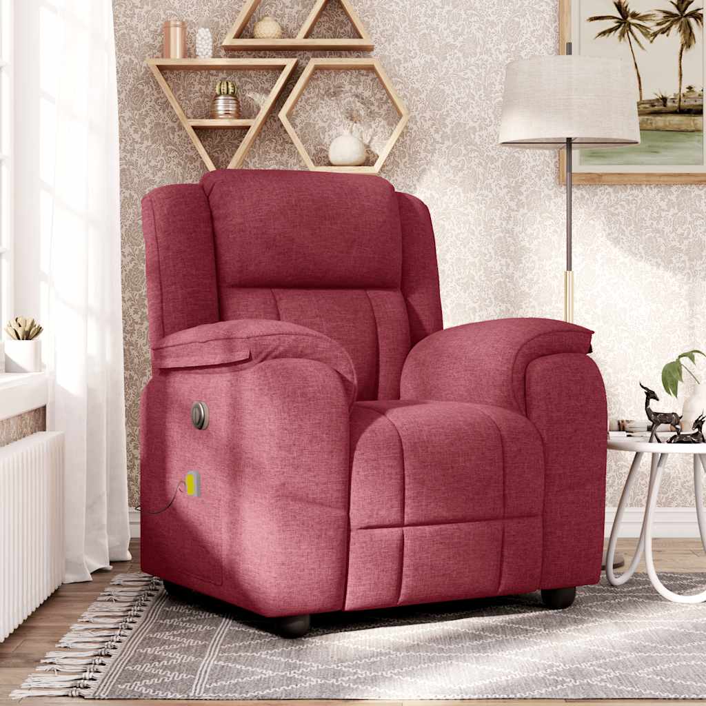 Fauteuil de massage tissu rouge vin
