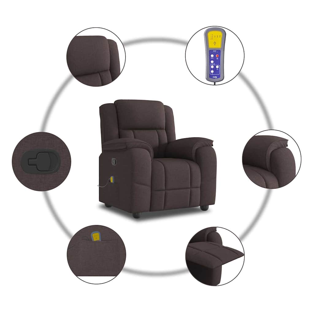 Massagesessel Dunkelbraun Stoff
